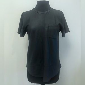 New AG Adriano Goldschmied Black Leather T Shirt Size S